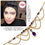 Madz Fashionz USA: Romy Ahmed Bespoke Headpiece Matha Patti Gold Purple