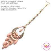 Madz Fashionz USA: Aliyza Hair Tikka Maang Tikka Matha Patti Gold Peach