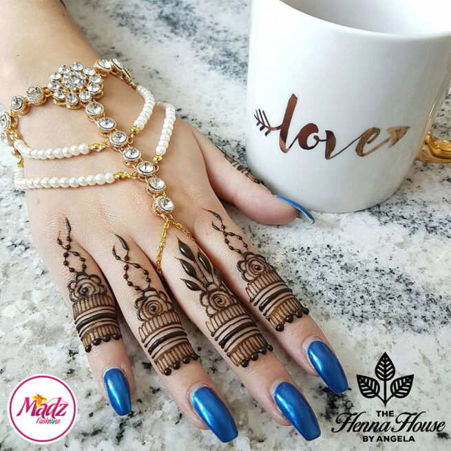 Madz Fashionz USA: Hennabyang Angela Traditional Kundan Pearled Hand chain Slave Bracelet Gold white bridal
