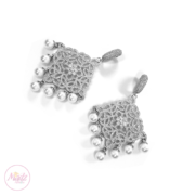 Hayat Zircon Earrings Bridal Stud Bali Pakistani Silver White Pearl | Madz Fashionz USA