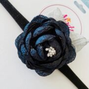 Black headband , silk flower headband , stretch nylon band , girls hair accessory , little bridesmaids hair accessories
