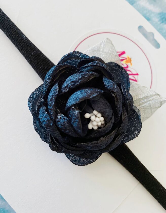 Black headband , silk flower headband , stretch nylon band , girls hair accessory , little bridesmaids hair accessories