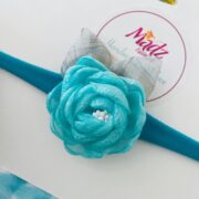 Light Blue headband , silk flower headband , stretch nylon band , girls hair accessory , little bridesmaids hair accessories , Turquoise