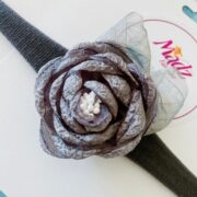 Silver grey headband , silk flower headband , stretch nylon band , girls hair accessory , little bridesmaids hair accessories