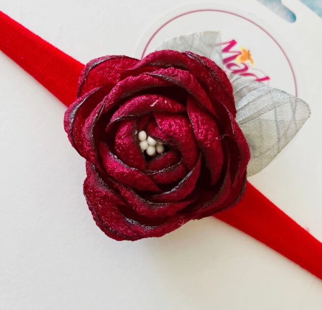 Maroon Red headband , silk flower headband , stretch nylon band , girls hair accessory , little bridesmaids hair accessories