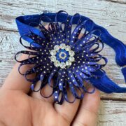 Navy Blue flower headband – baby girl accessories – 3 – $15