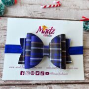 Navy Blue tartan hair bow headband – bow size 3.5 – headband is adjustable – $7