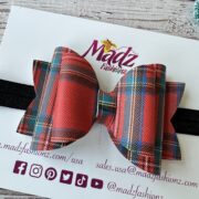 Red tartan hair bow headband – bow size 3.5 – headband is adjustable – $7