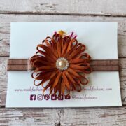 Rustic orangee flower headband – baby girl accessories – 2.7 – $15