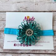 Turquoise blue flower headband – baby girl accessories – 2.7 – $15