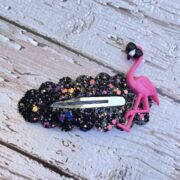 flamingo hair snap clip , black glitter hair pin – $4 – 3