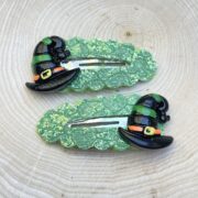 green glitter with black hat halloween snap clip set – $8 – 6.5cm