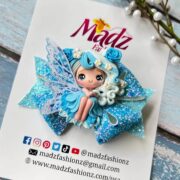 Light Blue Fairy Glitter Hair Bow , Headband or Clip