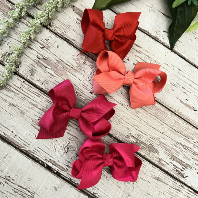 berry red ribbon hair bows – 4.5 – $6